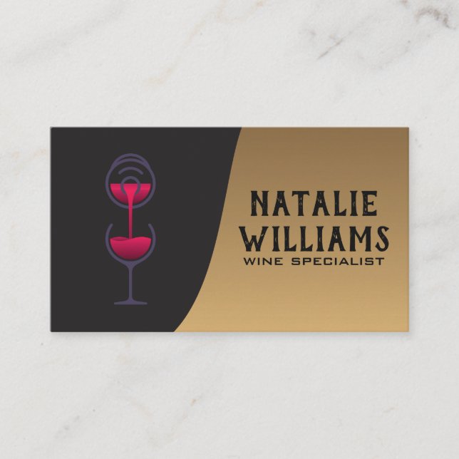 Red Wine Glass Pour Business Card (Front)