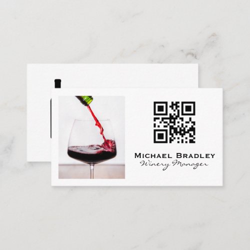 Red Wine Glass Pour  qr code Business Card