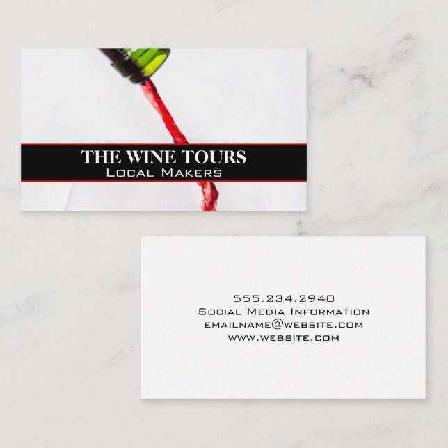 Red Wine Glass Pour | Winery  Business Card (Front/Back)