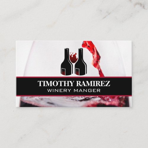Red Wine Glass Pouring  Bottles Business Card