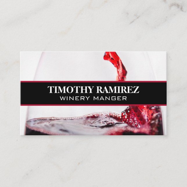 Red Wine Glass Pouring Business Card (Front)