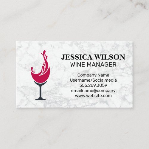 Red Wine Glass Splash Business Card