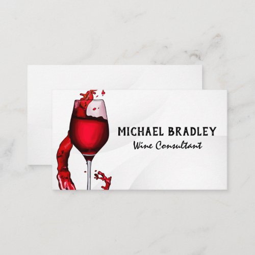 Red Wine Glass Splash  Pour Business Card
