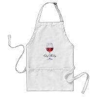 Red Wine Glass Themed | Chef Name Adult Apron