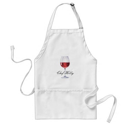 Red Wine Glass Themed  Chef Name Adult Apron