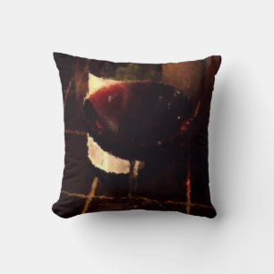 Red Wine Glass Throw Pillow