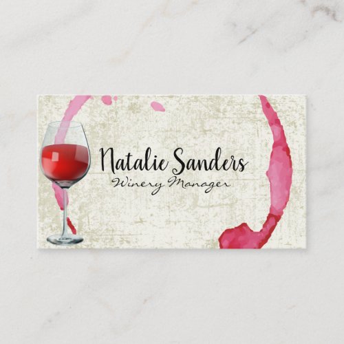 Red Wine Glass  Vintage Wine Stain Business Card