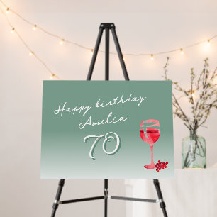 Red Wine Glass Watercolor 70th Birthday Party Foam Board