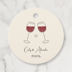Red Wine Glass Wedding Engagement Anniversary Favor Tags