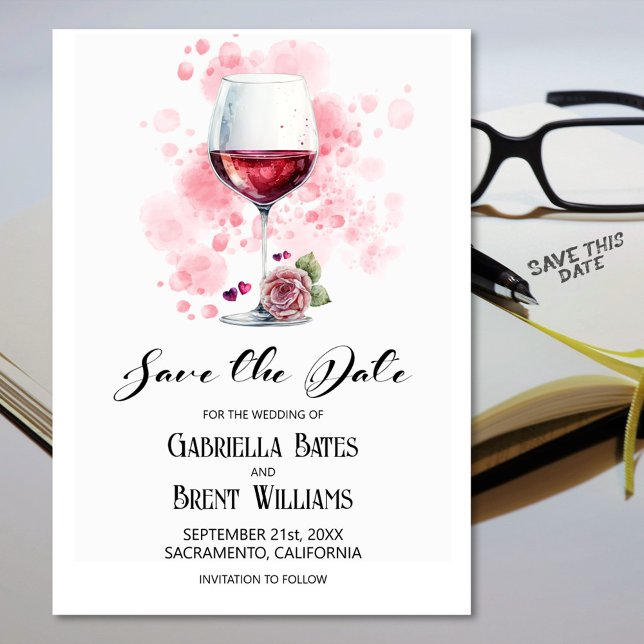 Red Wine Glass Wedding Save the Date (Creator Uploaded)