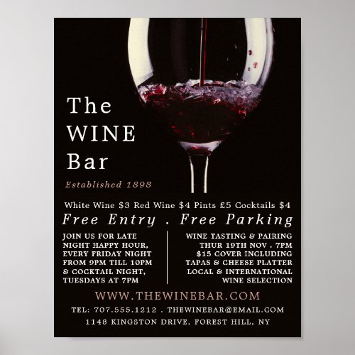 Red Wine Glass Wine BarWinery Advertising Poster