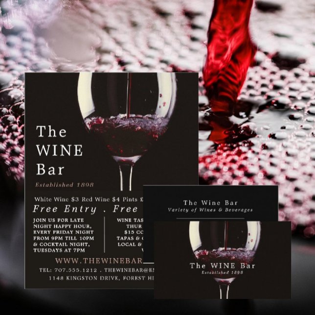Red Wine Glass, Wine Bar/Winery Business Card (Creator Uploaded)