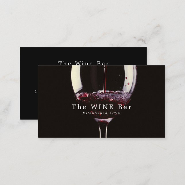 Red Wine Glass, Wine Bar/Winery Business Card (Front/Back)