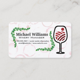 Red Wine Glass Wine Stains Vines Business Card