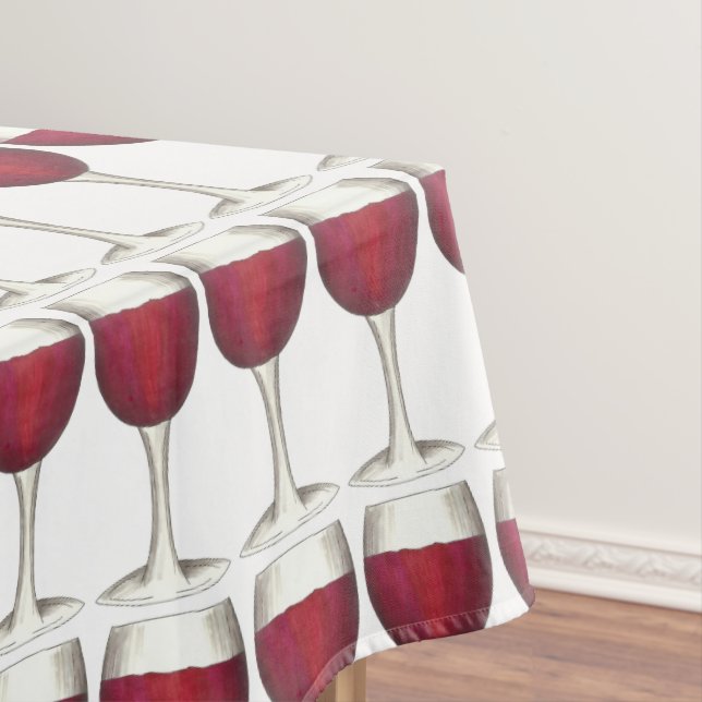 Red Wine Glass Winery Merlot Wine Pattern Print Tablecloth (In Situ)