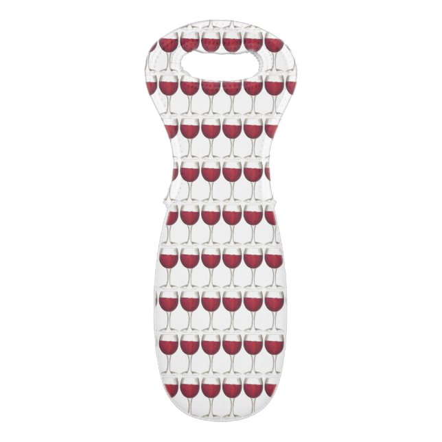 Red Wine Glass Winery Print Pattern Gift Wine Bag (Back Flat)