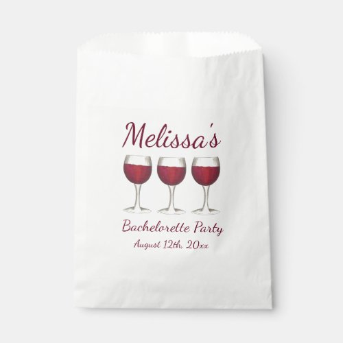Red Wine Glasses Bachelorette Bridal Shower Party Favor Bag