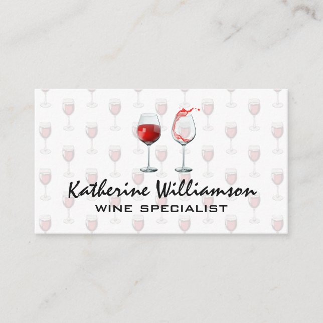 Red Wine Glasses Business Card (Front)