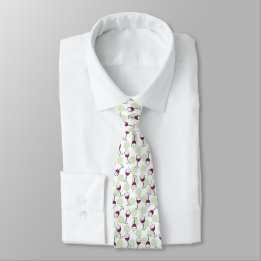 Red Wine Glasses Illustration Pattern Neck Tie