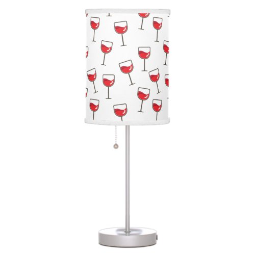 Red Wine Glasses Pattern on White Table Lamp