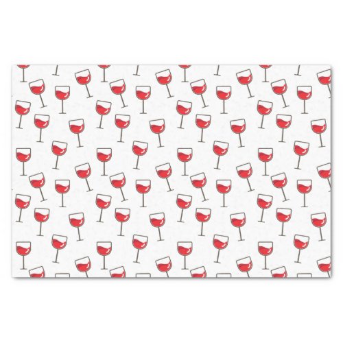 Red Wine Glasses Pattern on White Tissue Paper