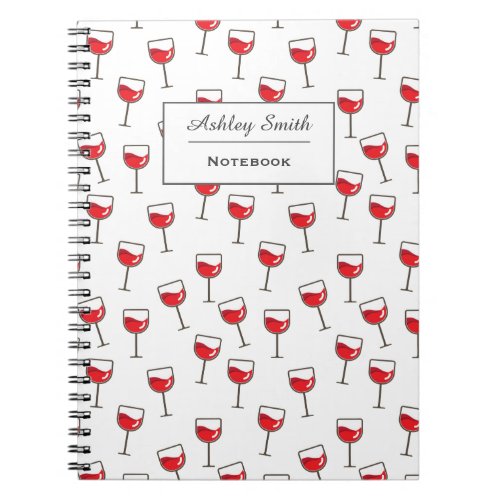 Red Wine Glasses Pattern Personalised Notebook