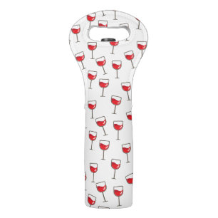 Red Wine Glasses Pattern White Bag