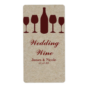 Red Wine Glasses & Wine Bottle Party Labels