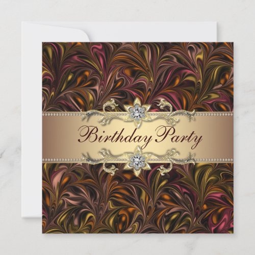 Red Wine Gold Birthday Party Invitation