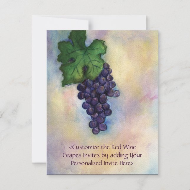 Red Wine Grapes Art Custom Invitations or Invites (Front)