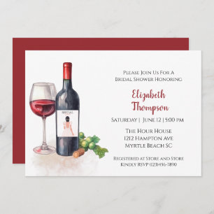 Red Wine Grapes Cocktail Bridal Shower Invitation