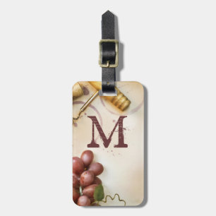Red Wine Grapes Cork Screw Monogram Luggage Tag