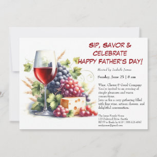 Red Wine & Grapes – Editable Father’s Day  Invitation