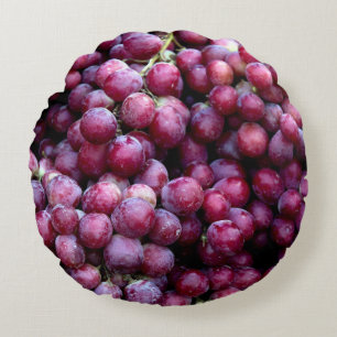 Red Wine Grapes: Luscious Background. Round Pillow