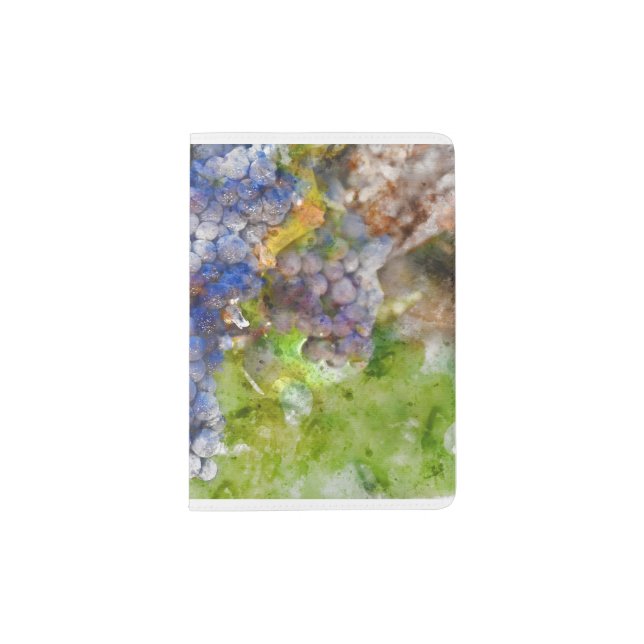 Red Wine Grapes on Vine Passport Holder (Front)