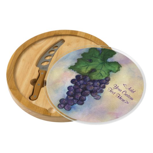 Red Wine Grapes Painting Custom Cheese Board (Partially Open)