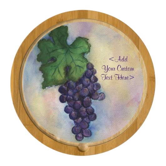 Red Wine Grapes Painting Custom Cheese Board (Front)
