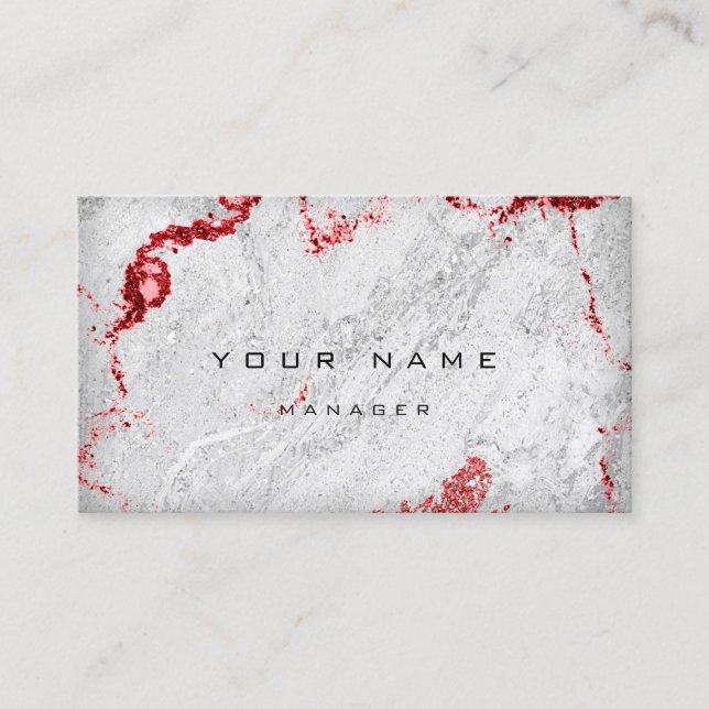 Red Wine Gray Marble Stone Grey Manager Abstract Business Card (Front)