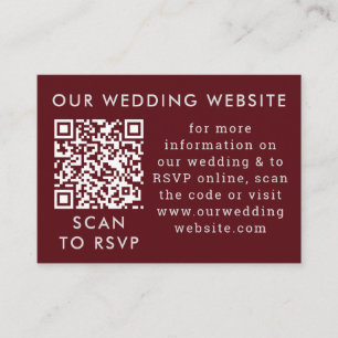 Red Wine & Gray Wedding QR Code Enclosure Card
