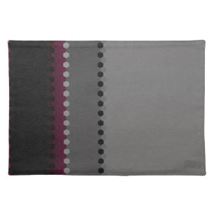 Red Wine Grey Black Stripe Dot Pattern Placemat