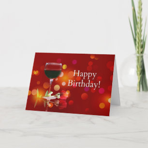 Red Wine Happy Birthday Card