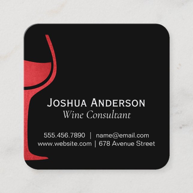 Red Wine Icon Wine Consultant Square Business Card (Front)