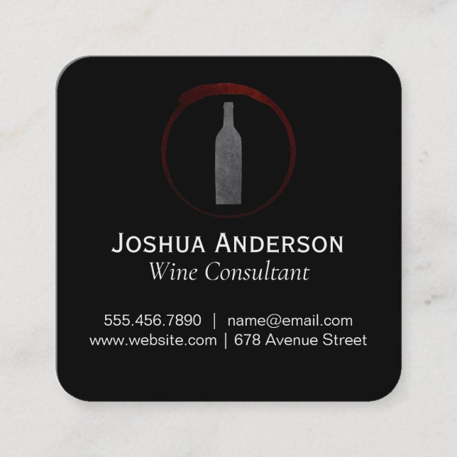 Red Wine Icon Wine Consultant Square Business Card (Front)