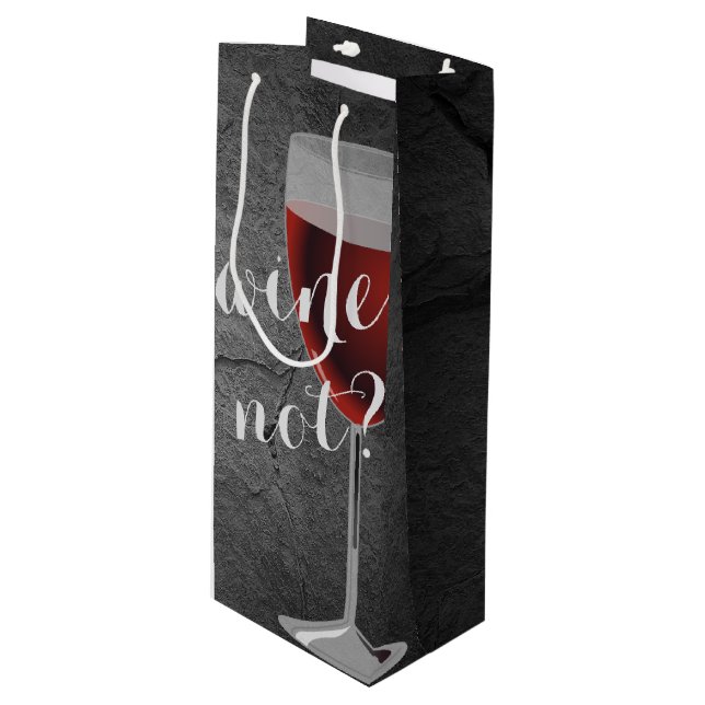 red wine in glass on rock wine gift bag (Front Angled)