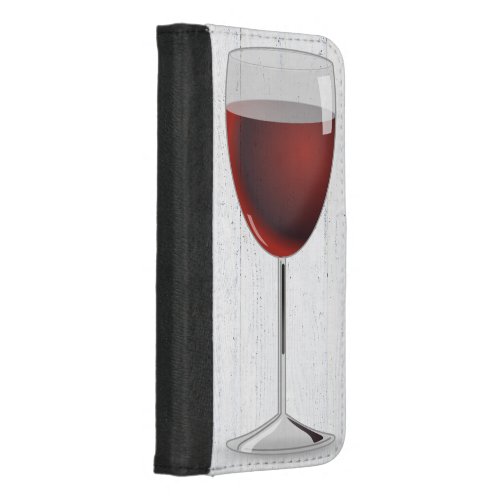 red wine in glass on whitewashed wood iPhone 87 plus wallet case