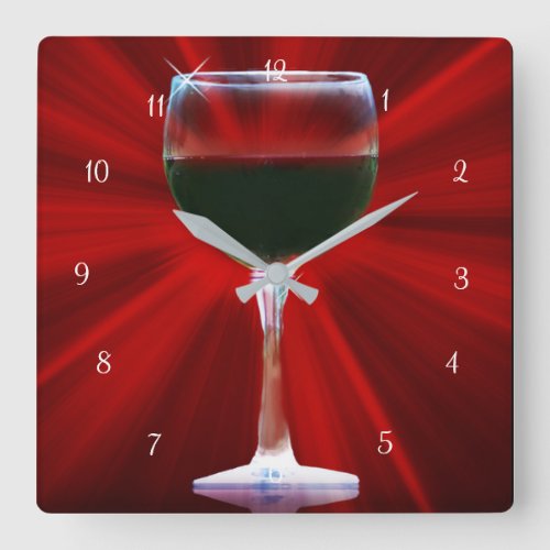 Red Wine in Glass Square Wall Clock