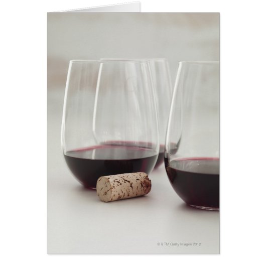 Red wine in stemless glasses cards (Front)