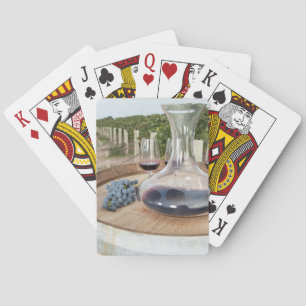 Red Wine In Vineyard Poker Cards