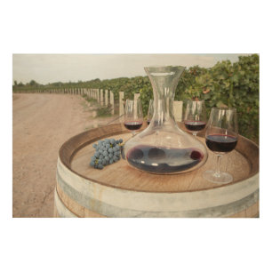 Red Wine In Vineyard Wood Wall Art