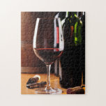 Red Wine Jigsaw Puzzle<br><div class="desc">Nice photo of wine bottles on a table. Great gift for wine lovers.</div>